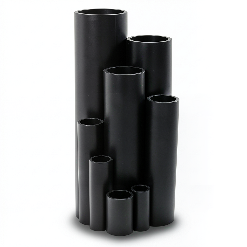 HDPE Plastic Pipe Pressure 3.2 Bar PE 80 Size 180 mm Thickness 4.4 mm Black