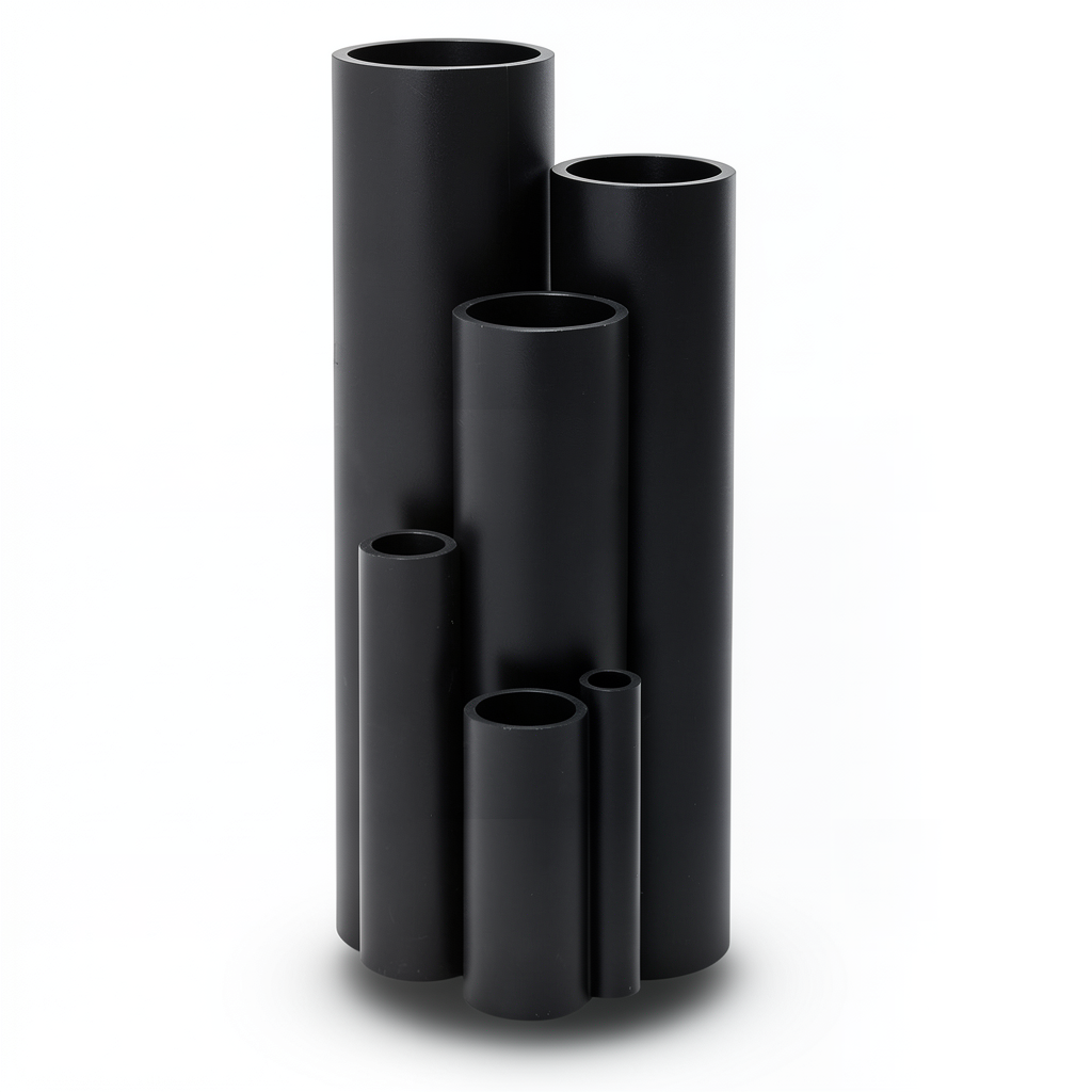 مواسير بلاستيك HDPE ضغط 3.2 بار PE 80 مقاس 280 ملم سمك 6.9 ملم لون اسود