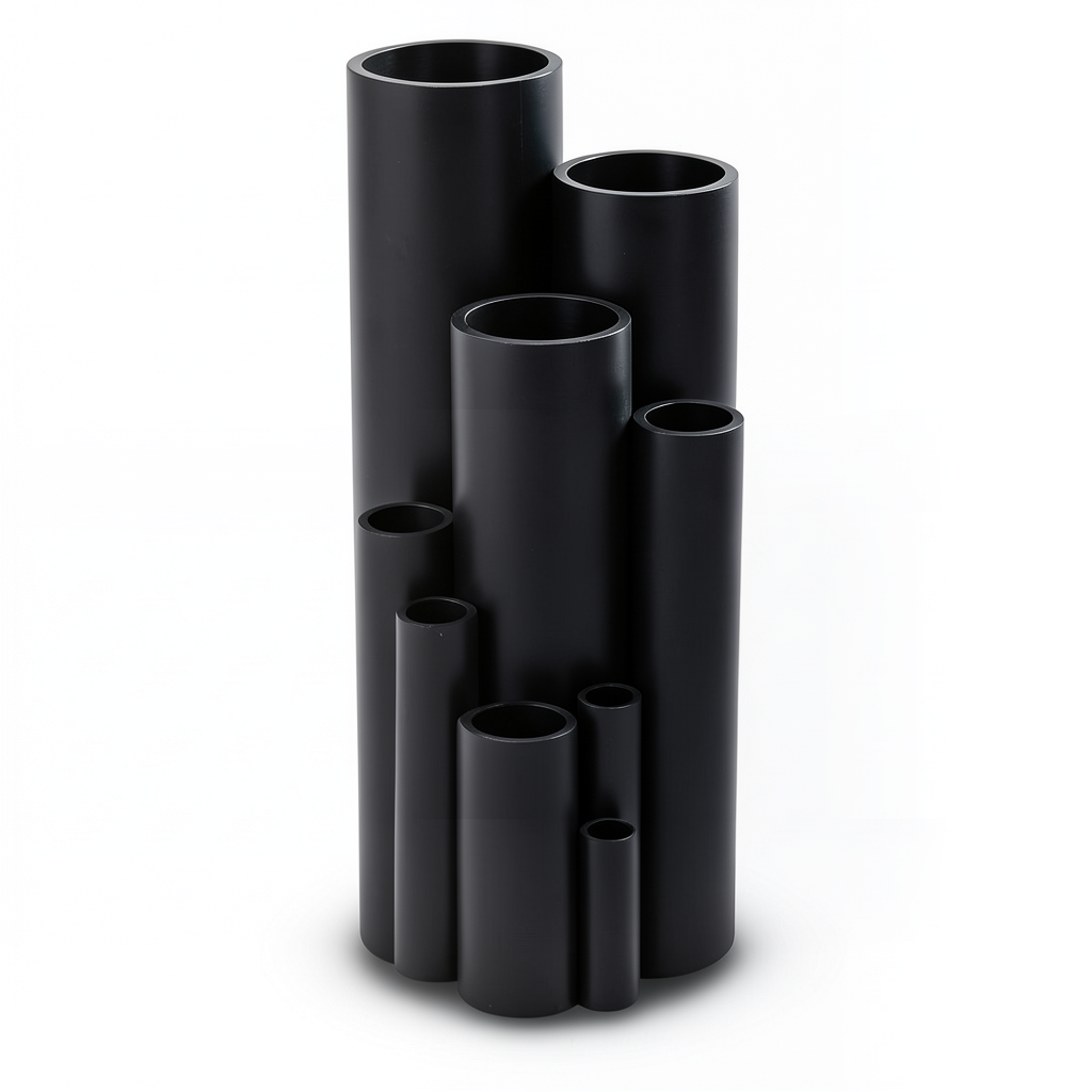 مواسير بلاستيك HDPE ضغط 3.2 بار PE 80 مقاس 355 ملم سمك 8.7 ملم لون اسود