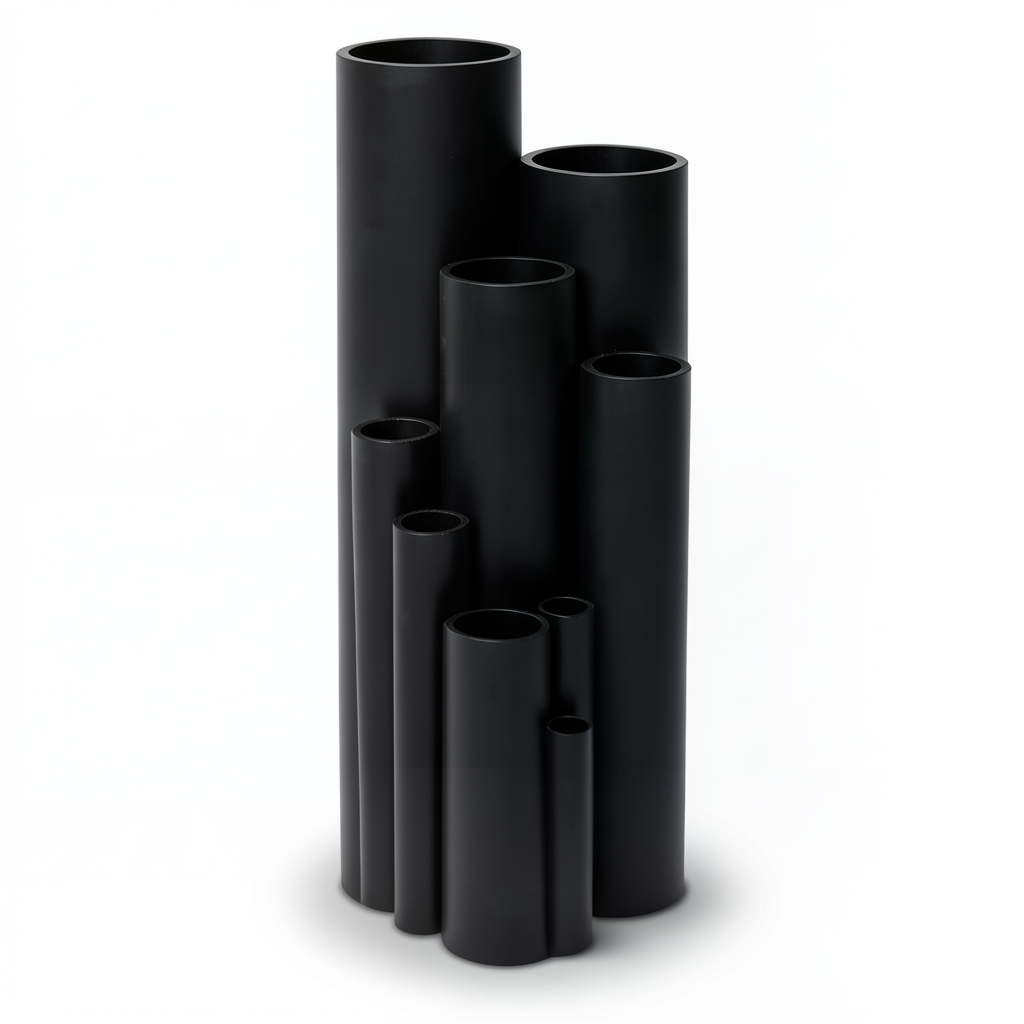 انابيب HDPE ضغط 16 بار PE 100، قطر خارجي 125 mm، سمك 11.4 mm، لون اسود