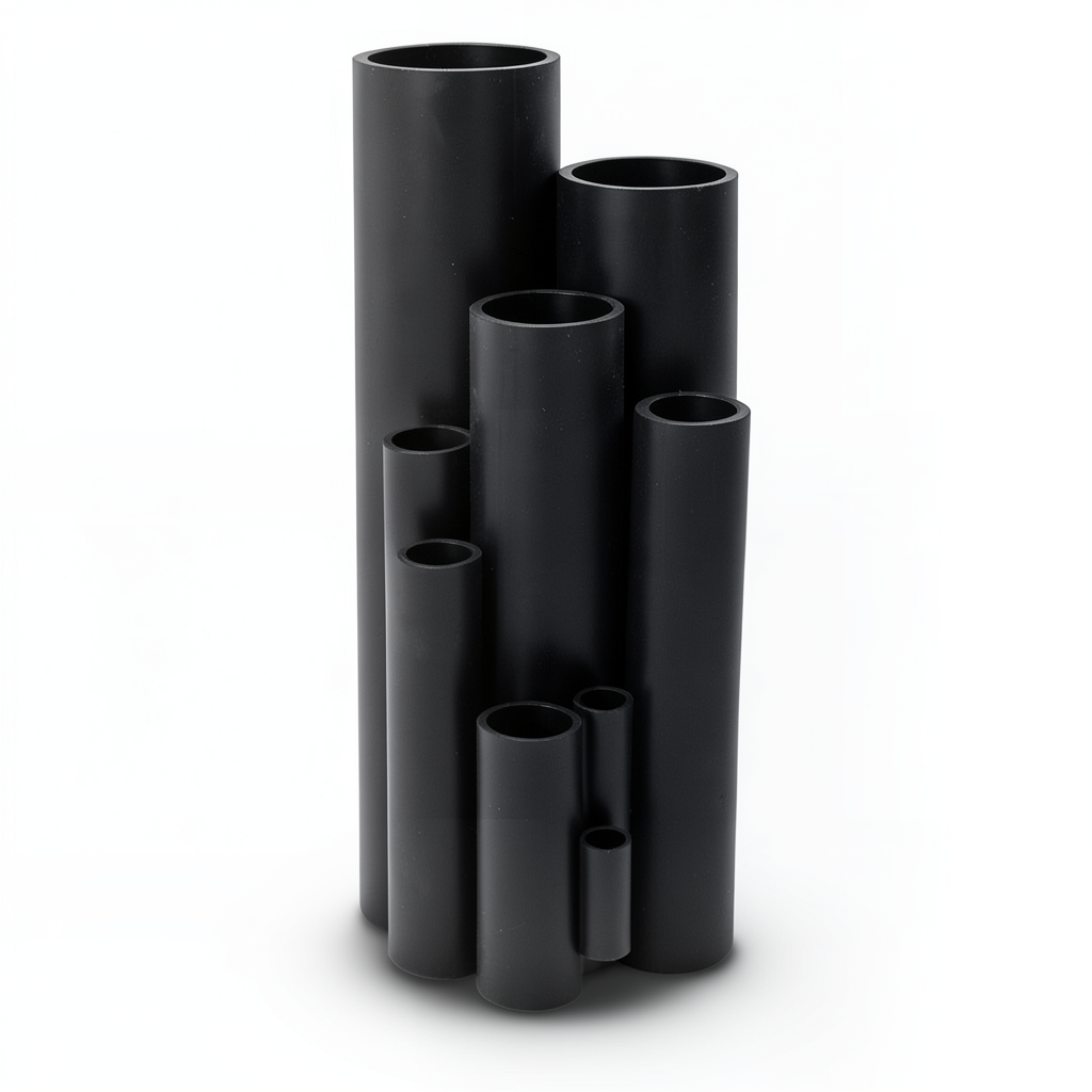 أنابيب بلاستيك HDPE ضغط 6.3 بار PE 100 قطر خارجي 200 mm سمك 7.7 mm لون أسود