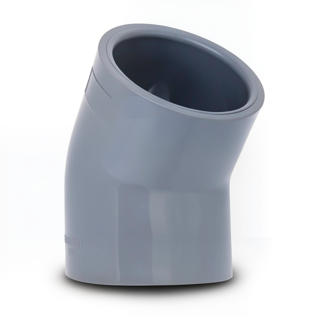 UPVC Plastic Elbow 45° Size 75 mm Gray Color