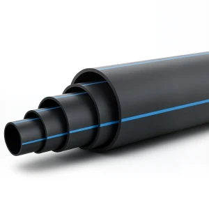 HDPE Polyethylene Pipe Nominal Pressure 3.2 Bar PE 100 OD 180 mm SDR 41 Black with Blue Stripes