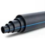 مواسير بلاستيك HDPE ضغط 3.2 بار PE 100 قطر خارجي 355 مم SDR 41 أسود مع خط أزرق