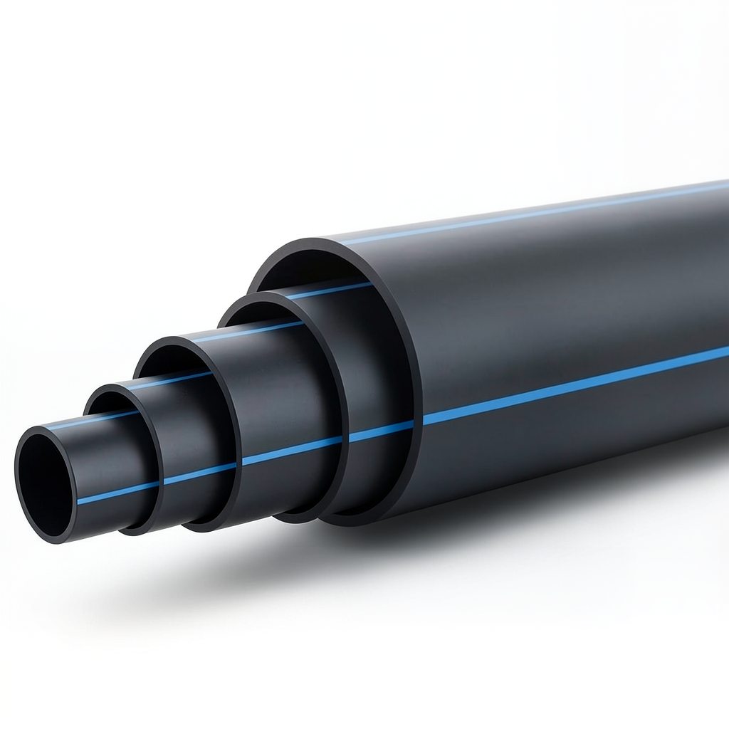 أنابيب HDPE ضغط 3.2 بار PE 100 قطر خارجي 400 مم SDR 41 أسود مع خط أزرق