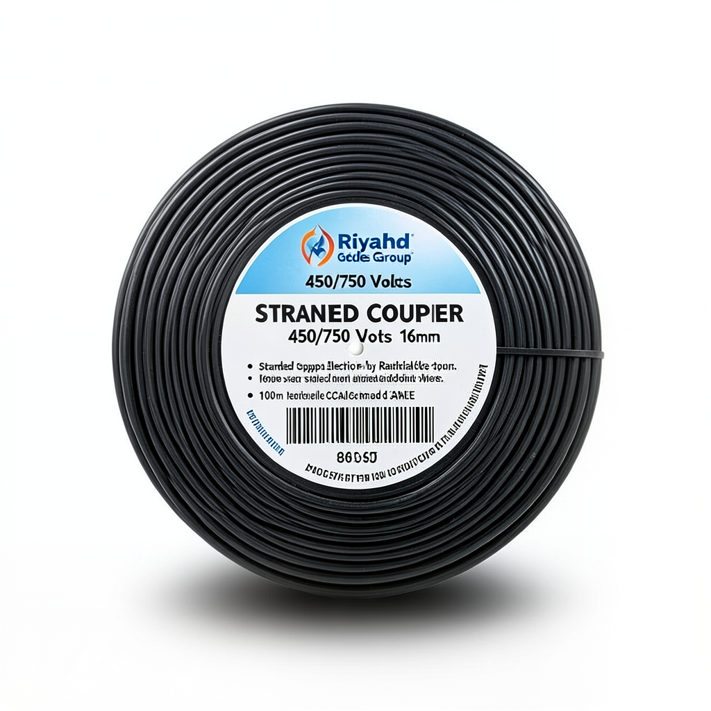 Stranded Copper Electric Wire 450/750 Volts, 16mm Size, Black Color, 100m Length | Riyadh Cables Group