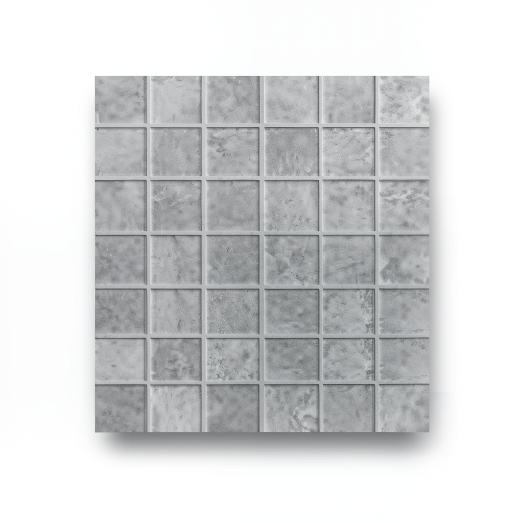ارضيات بورسلان ديكور سماكة 9 mm، أبعاد 30×30 cm، لون رمادي تصميم ستون