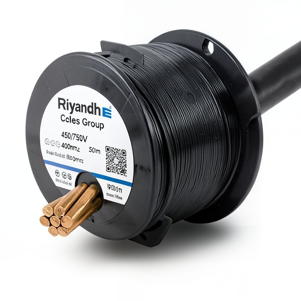 Stranded Copper Electric Wire 450/750V, 400mm2, Black, 500m Drum | Riyadh Cables Group