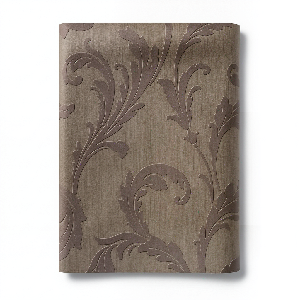Italian Wallpaper Leaf-Patterned Design Size 10mx0.73m Brown Color