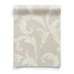 Italian Wallpaper Leaf-Patterned Design Beige Color, Size 10m x 0.73m, Model 305017
