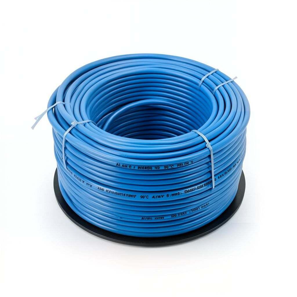 سلك نحاس مصمت مقاوم للحراره احادى النواة معزول PVC 90º 6 مم² 450/750 فولت 300 قدم أزرق | شركة الفنار