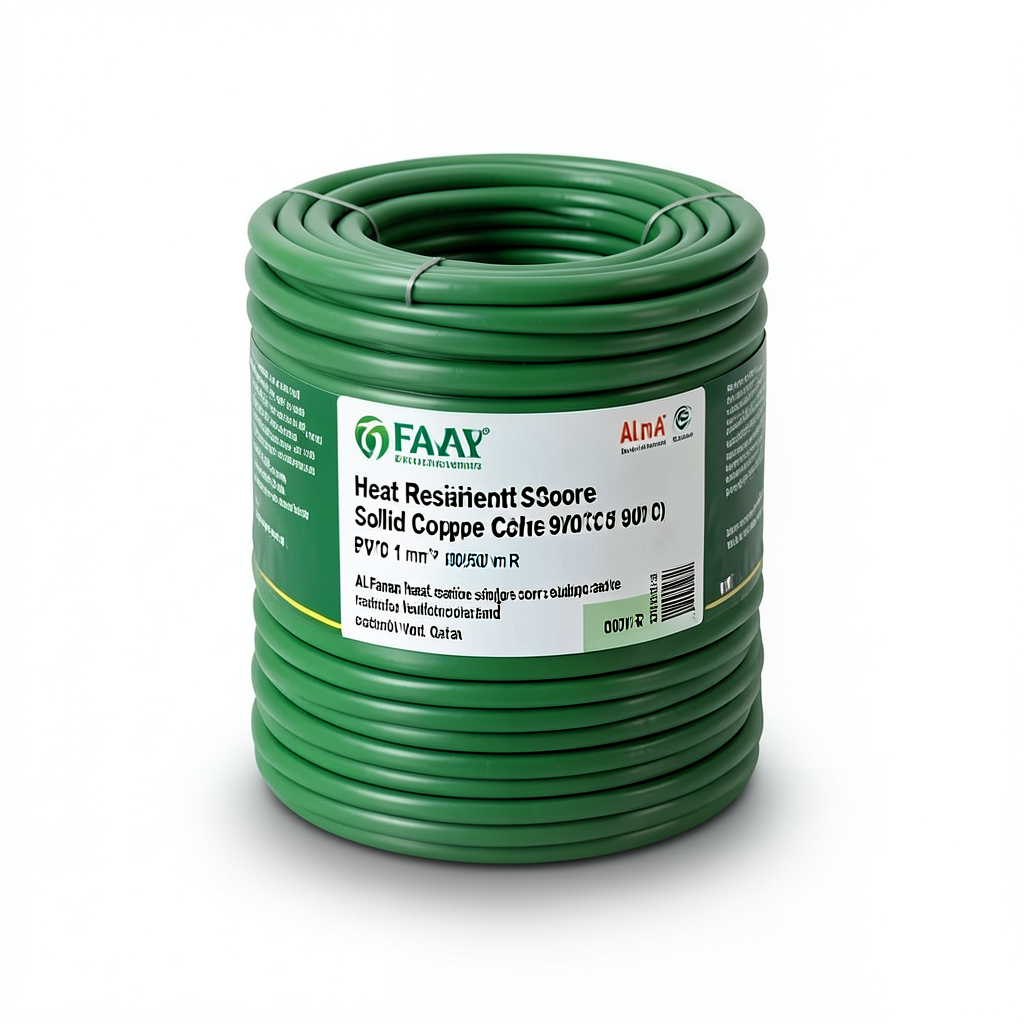 سلك نحاس مصمت مقاوم للحراره احادى النواة معزول PVC 90º الفنار 1 مم² 300/500 فولت 300 قدم أخضر | شركة الفنار