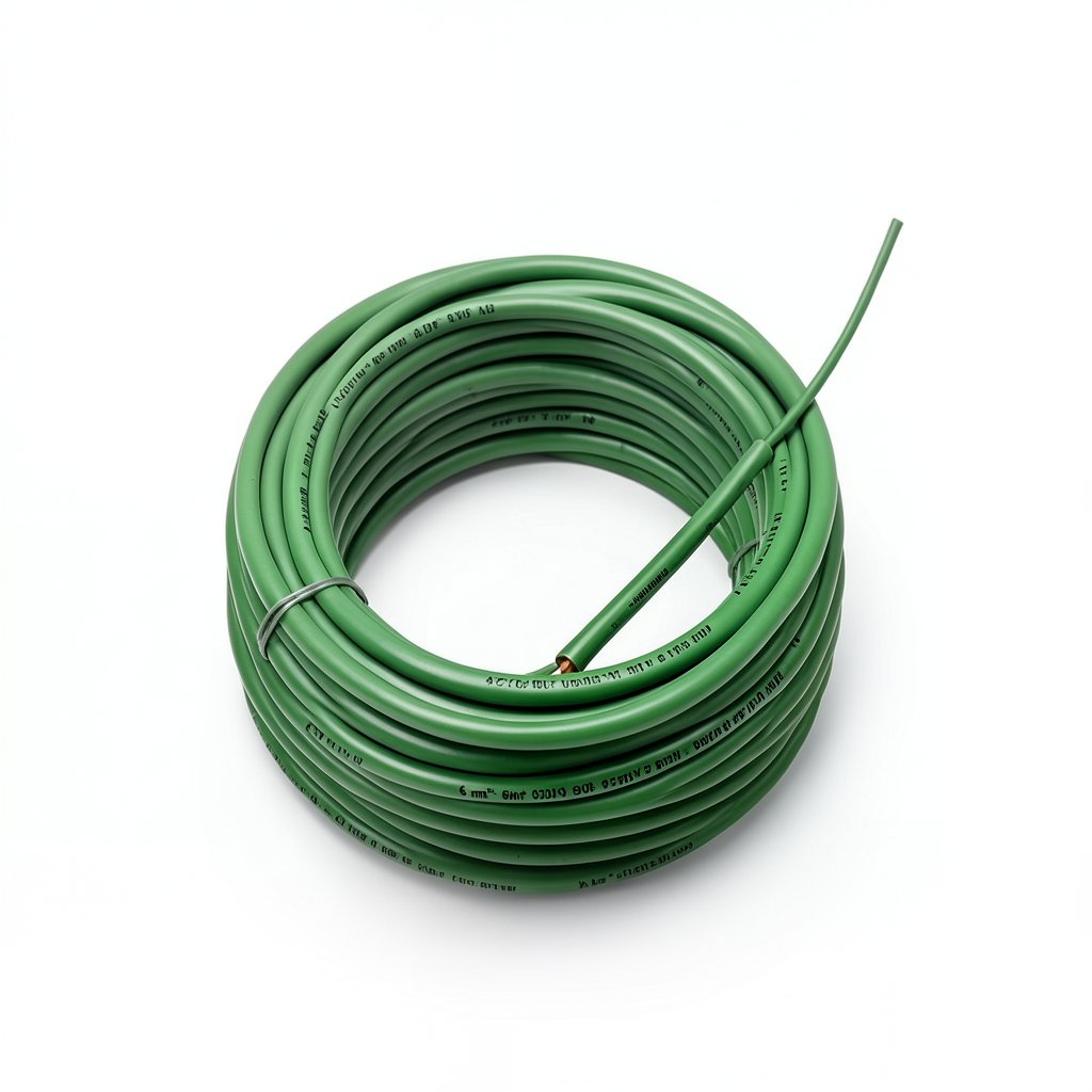Heat Resistant Single Core Solid Copper Cable PVC 90 ºC 6 mm² 450/750 Volt 300 Feet Green | Al Fanar
