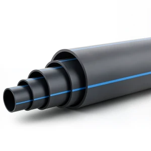 أنابيب HDPE ضغط 4 بار PE 100 قطر خارجي 225 مم SDR 33 أسود مع خطوط زرقاء