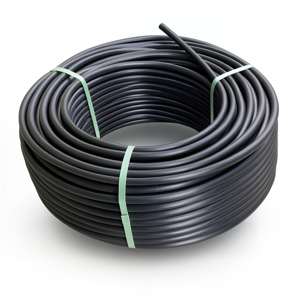 HDPE Polyethylene Plastic Coil Pipe 125 mm Outer Diameter SDR 41, 3.2 Bar Pressure, Black