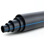 أنابيب HDPE ضغط 4 بار PE 100 قطر خارجي 225 مم SDR 33 أسود مع خطوط زرقاء