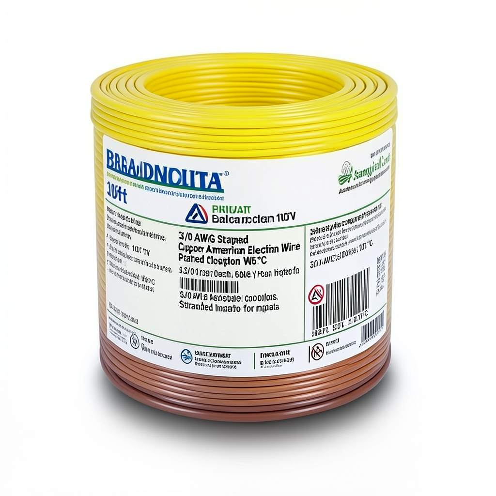 3/0 AWG Stranded Copper American Electric Wire PVC Insulation 105°C Yellow 600V 500 ft | Asharqiyah Cables Company for Industry