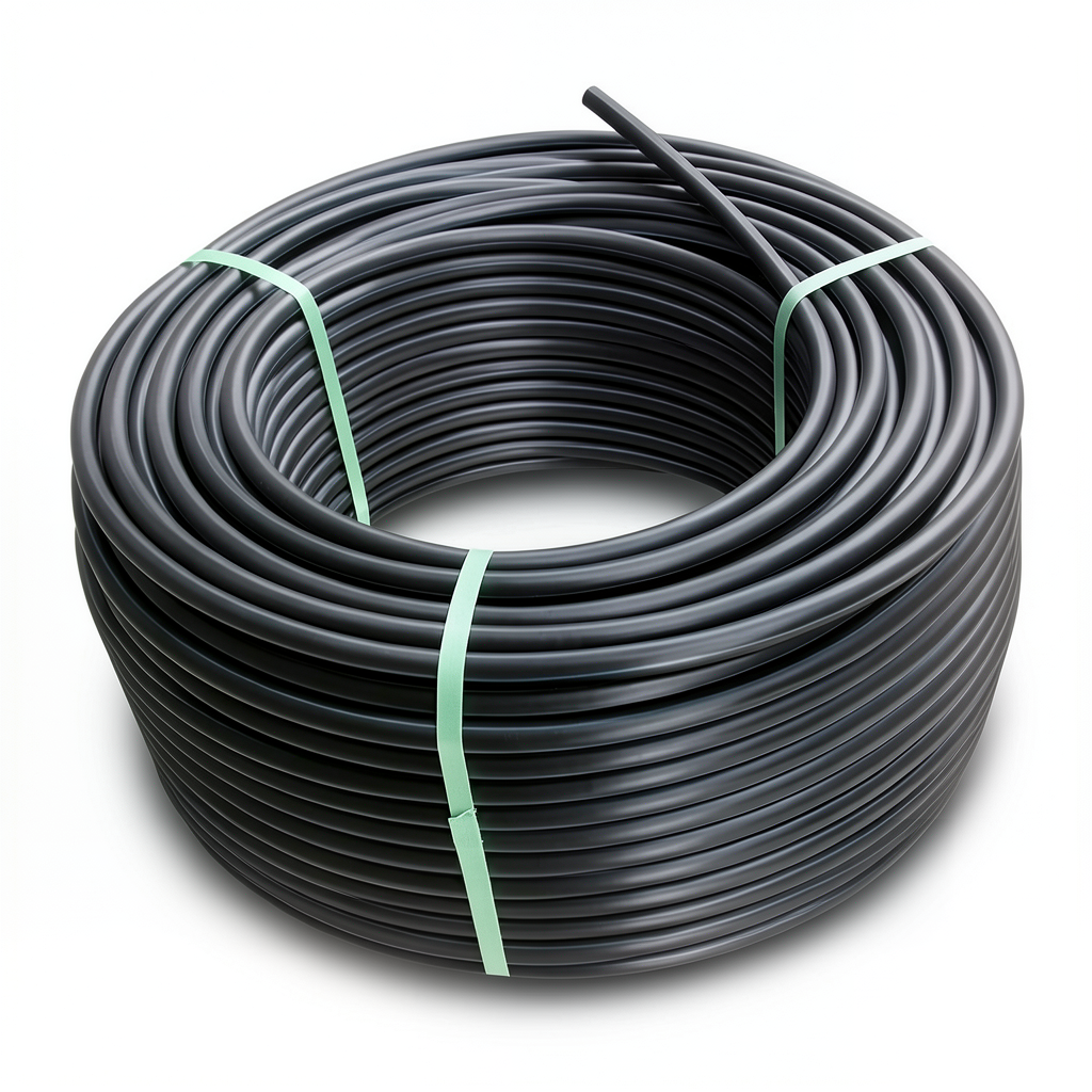 HDPE Polyethylene Plastic Coil Pipe 125 mm Outer Diameter SDR 41, 3.2 Bar Pressure, Black
