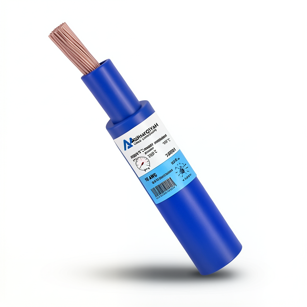 سلك كهرباء مفرد 16 AWG نحاس مجدول 1000 فولت عزل PVC +105°C أزرق طول 2500 قدم | شركة كابلات الشرقية للصناعة