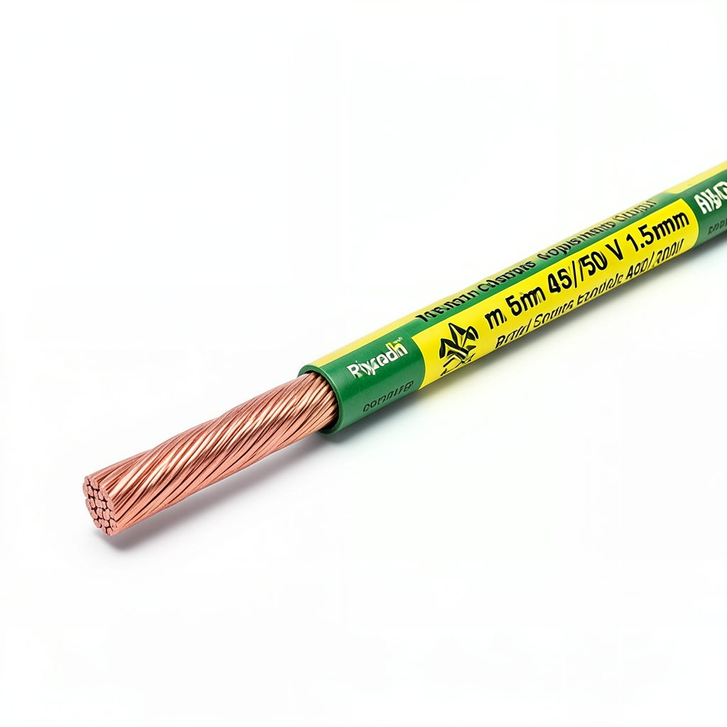 1.5 mm Stranded Copper Earthing Wire 450/750 V PVC Insulation Green/Yellow | Riyadh Cables Group
