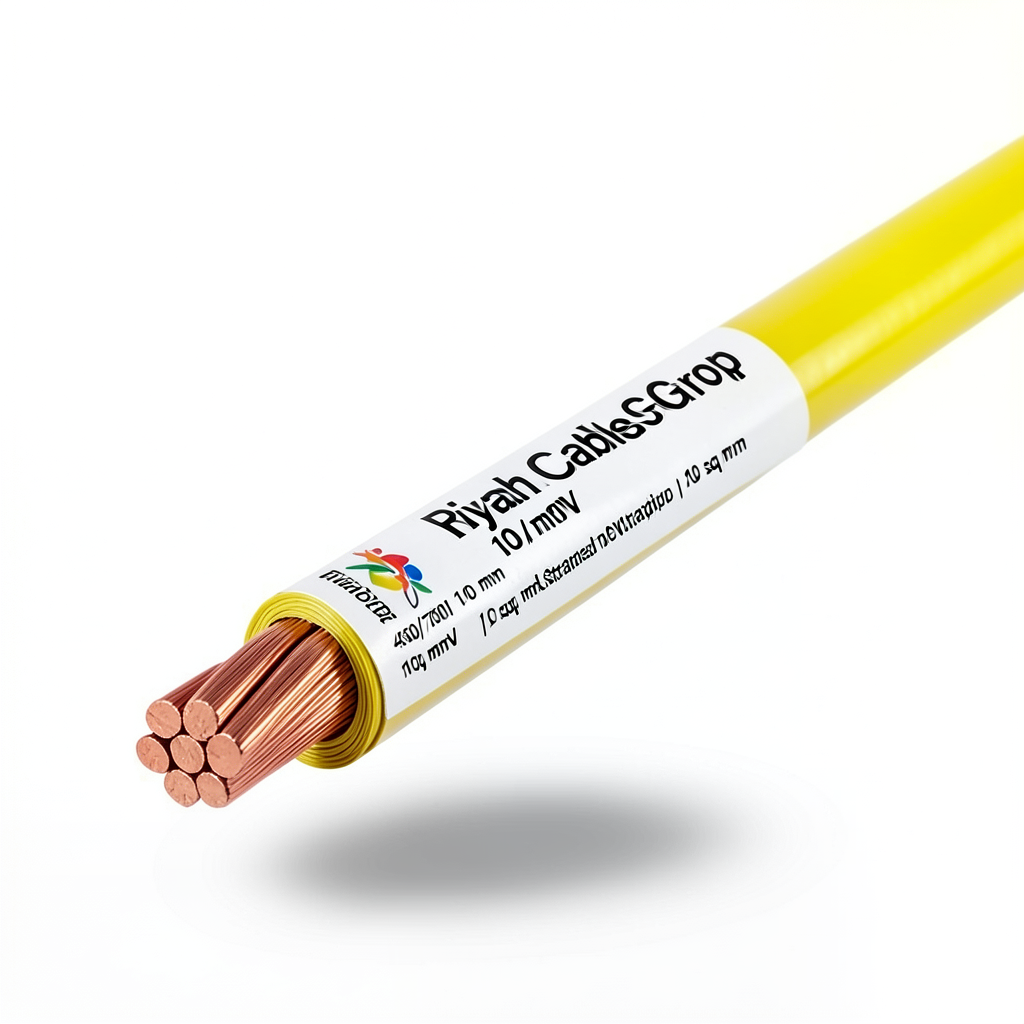 Riyadh 10 sq mm Stranded Copper Wire, 450/750V, PVC Insulated, Yellow | Riyadh Cables Group