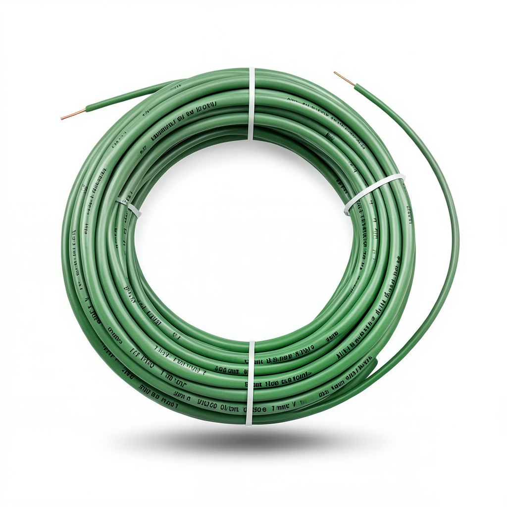 سلك نحاس مصمت مقاوم للحراره احادى النواة معزول PVC 90º الفنار 1 مم² 300/500 فولت 300 قدم أخضر | شركة الفنار