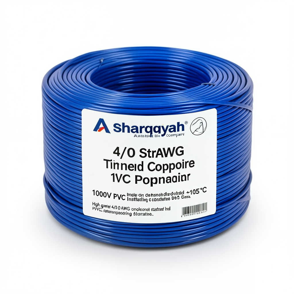 4/0 AWG 1C Stranded Tinned Copper Wire, 1000V, PVC Insulated +105°C Blue, 500 feet | Asharqiyah Cables Company for Industry