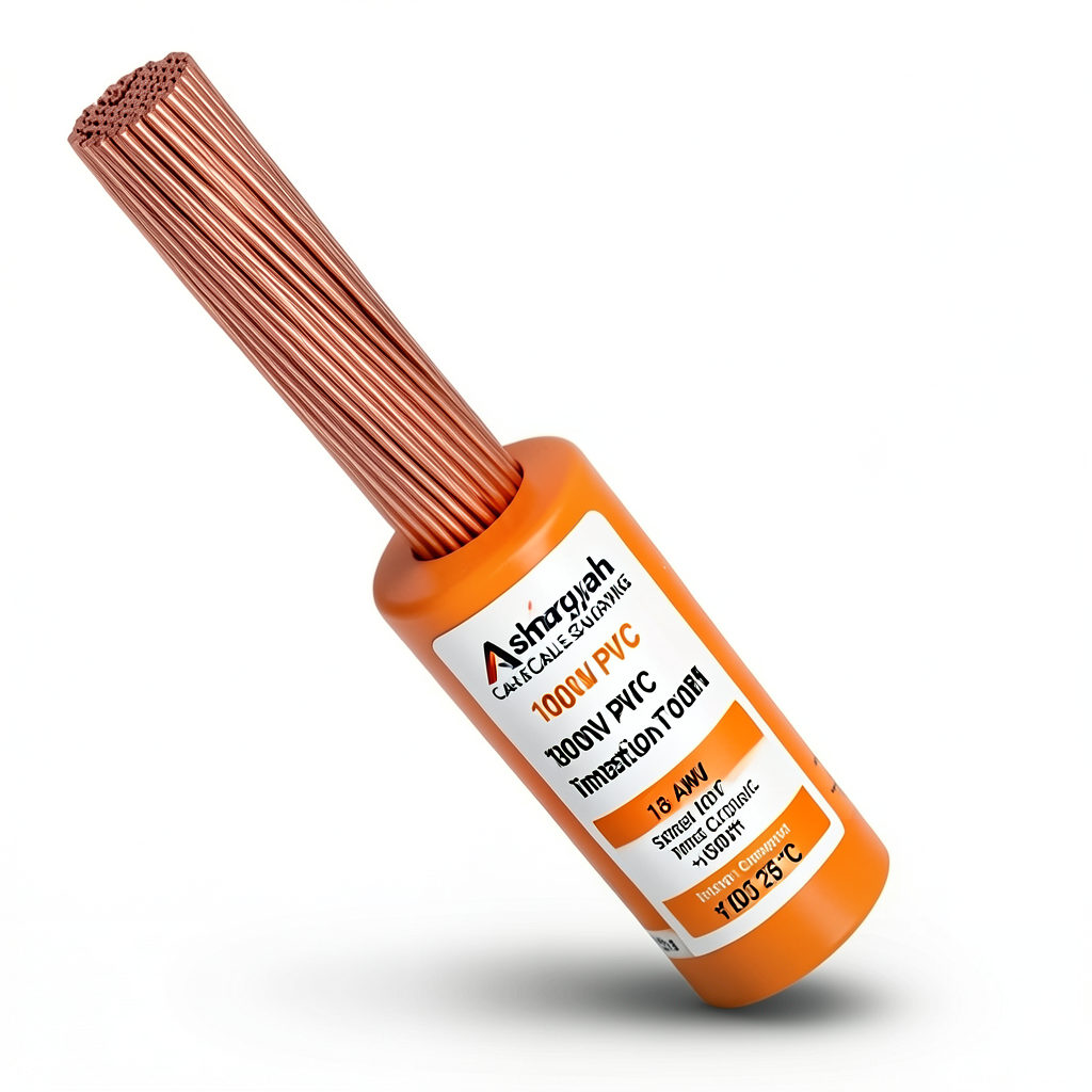 سلك مفرد نحاس مجدول 18 AWG مطلي قصدير 1000 فولت عزل PVC +105°C برتقالي 2500 قدم | شركة كابلات الشرقية للصناعة