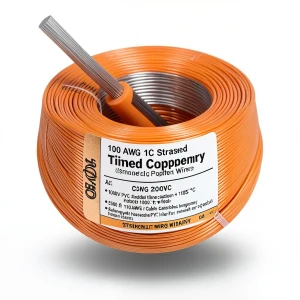 سلك مفرد نحاس مجدول 10 AWG مطلي قصدير، عزل PVC +105°C، 1000 فولت، برتقالي، طول 2500 قدم | شركة كابلات الشرقية للصناعة