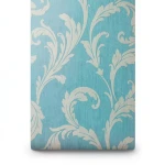 Italian Wallpaper Leaf-Patterned Design 10mx0.73m Turquoise