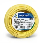 6 AWG Stranded Copper American Electrical Wire, PVC Insulation 105°C, Yellow, 600V, 500ft | Asharqiyah Cables Company for Industry