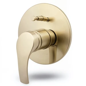 Concealed Shower Mixer Handle Two Lines Round Shape Light Bronze