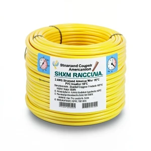 لفة سلك امريكي 2 AWG نحاس مجدول معزول PVC 105°C، أصفر، 600 فولت، 500 قدم | شركة كابلات الشرقية للصناعة