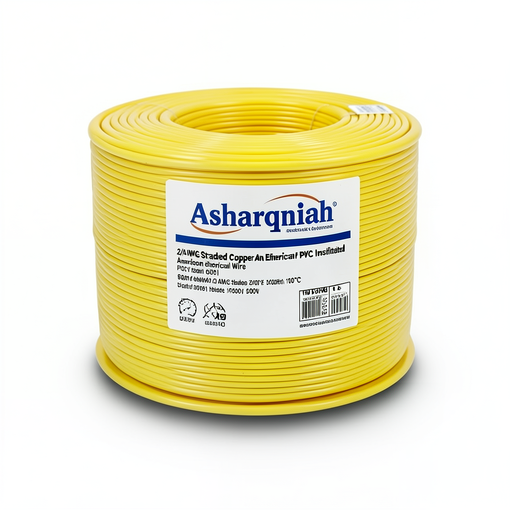 2/0 AWG Stranded Copper American Electrical Wire PVC Insulated 105°C Yellow 600V 500ft | Asharqiyah Cables Company for Industry