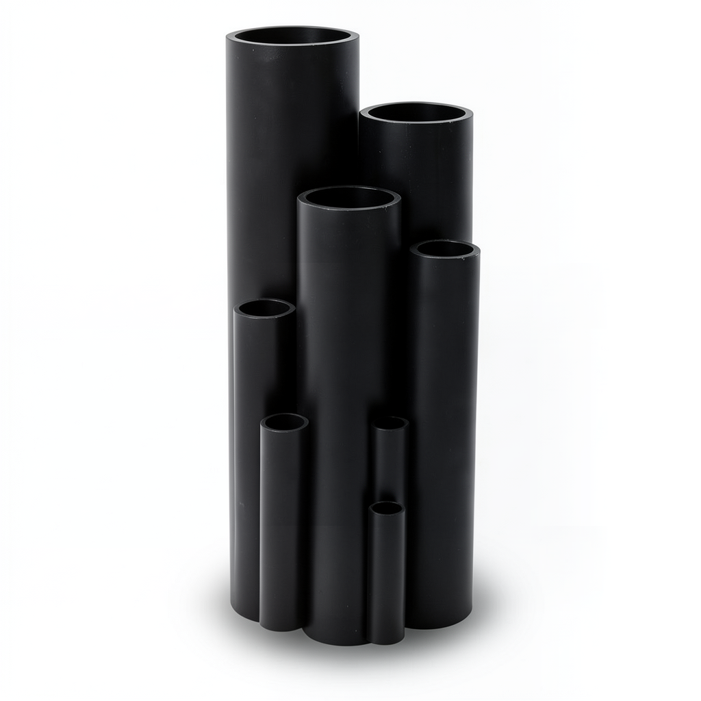 أنابيب بلاستيك HDPE ضغط 6.3 بار PE 100 قطر خارجي 200 mm سمك 7.7 mm لون أسود