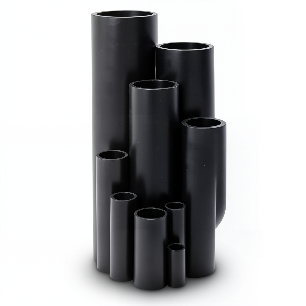 أنابيب بلاستيك HDPE ضغط اسمي 6 بار PE 80 قطر خارجي 63 ملم سماكة 2.9 ملم لون أسود