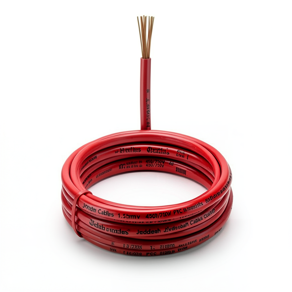 سلك نحاس مرن مقاس 1.5mm، 450/750V، عزل PVC أحمر | شركة كابلات جدة