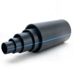 أنابيب HDPE ضغط 9.9 بار PE 100 قطر خارجي 225 مم SDR 13.6 أسود مع خطوط زرقاء