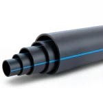 مواسير HDPE ضغط 9.9 بار PE 100 قطر خارجي 315 مم SDR 13.6 لون اسود مع خط ازرق