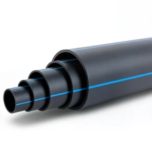مواسير HDPE ضغط 9.9 بار PE 100 قطر خارجي 315 مم SDR 13.6 لون اسود مع خط ازرق