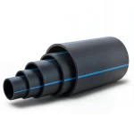 HDPE Polyethylene Pipe Nominal Pressure 12.5 Bar PE100 OD 200 mm SDR 11 Black with Blue Stripes