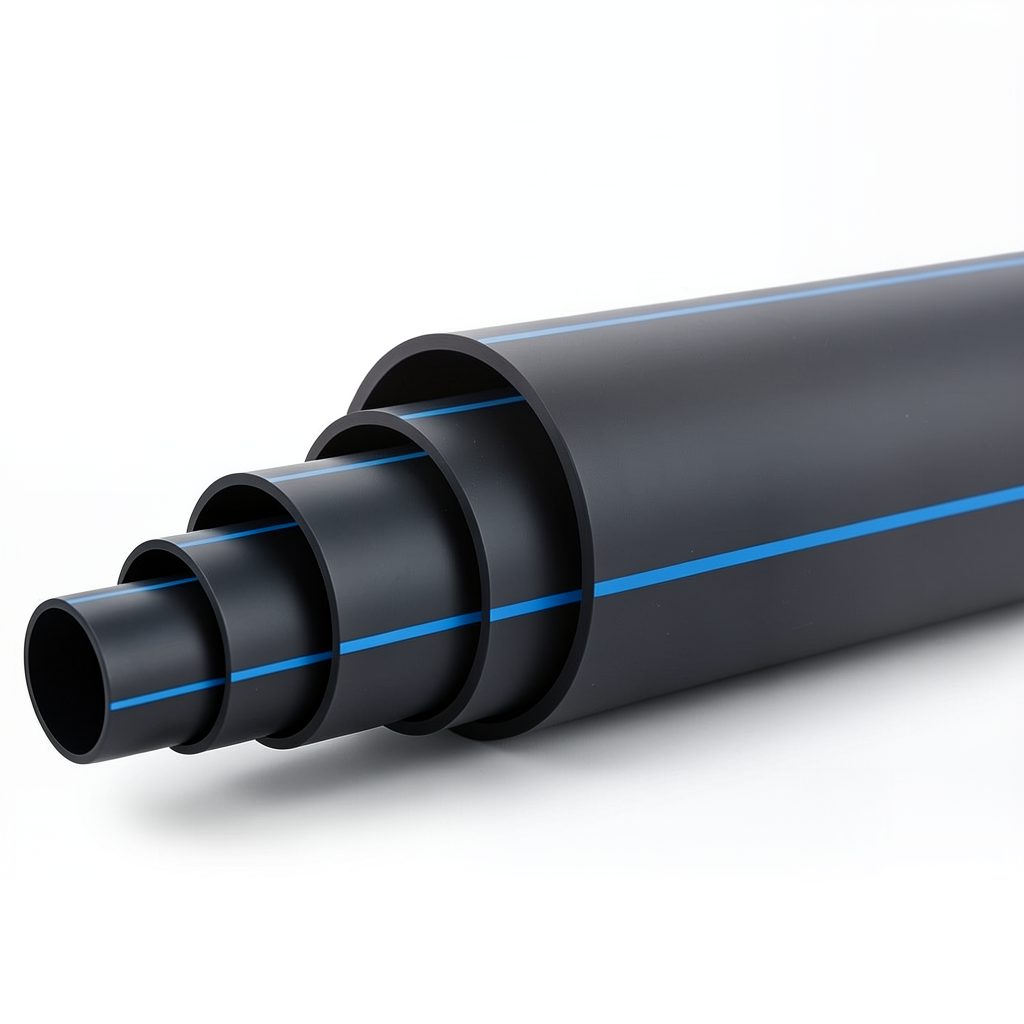 HDPE Polyethylene Pipe PN 12.5 Bar PE 100 OD 315 mm SDR 11 Black with Blue Stripes
