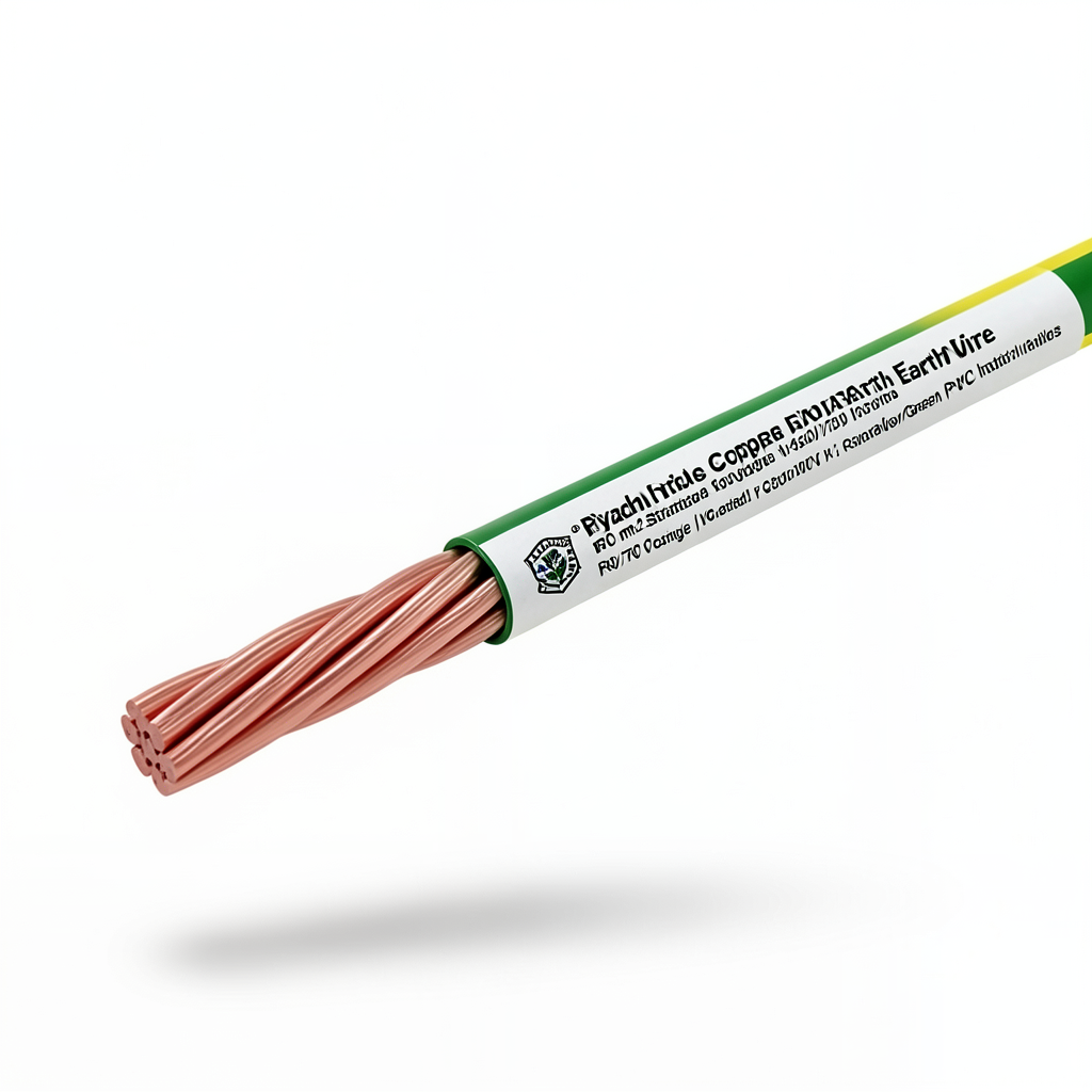 سلك تأريض نحاس مجدول 16 ملم2، 450/750 فولت، معزول PVC، أصفر/أخضر | مجموعة كابلات الرياض