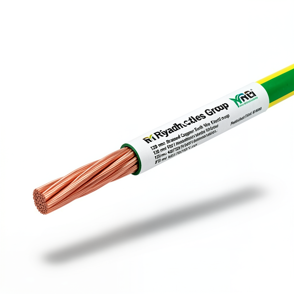 سلك تأريض نحاس مجدول 120 mm2 450/750 فولت معزول PVC أصفر/أخضر | مجموعة كابلات الرياض