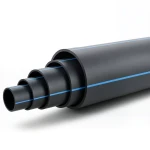 HDPE Plastic Pipe PN 9.9 Bar PE 100 OD 225 mm SDR 13.6 Black with Blue Stripes