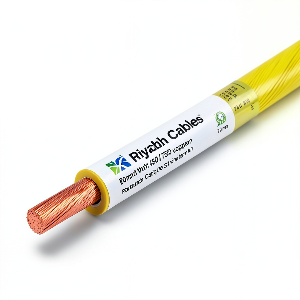 Riyadh 70 mm2 Single Wire, 450/750 volts, Stranded Copper, PVC Insulation, Yellow | Riyadh Cables Group