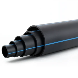 HDPE Plastic Pipe Nominal Pressure 9.9 Bar PE 100 OD 315 mm SDR 13.6 Black with Blue Stripes
