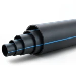 HDPE Plastic Pipe PN 9.9 Bar PE 100 OD 560 mm SDR 13.6 Black with Blue Stripes