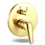 Concealed Shower Mixer Two Lines Round Shape Gold Color