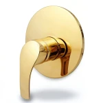 Concealed Shower Mixer Handle Gold Color Round Shape with Face Single Line